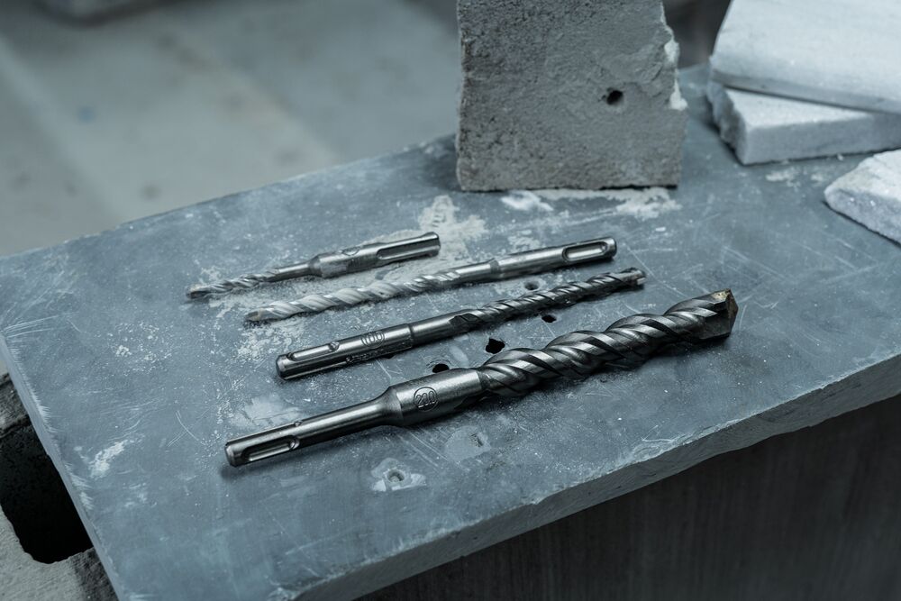 group of concrete bits supported on a concrete board