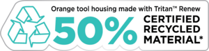 Orange tool housing made with Tritan Renew.