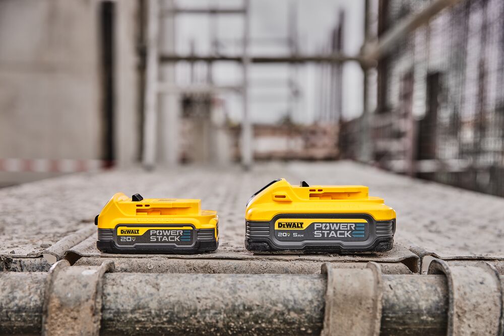 image of DEWALT powerstack batteries in industrial environment