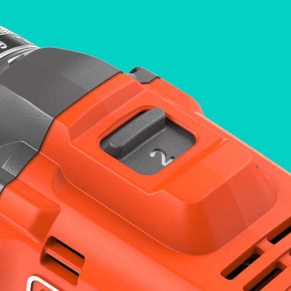 The gear switch of the BLACK+DECKER® 18V POWERCONNECT™ Brushless Hammer Drill.