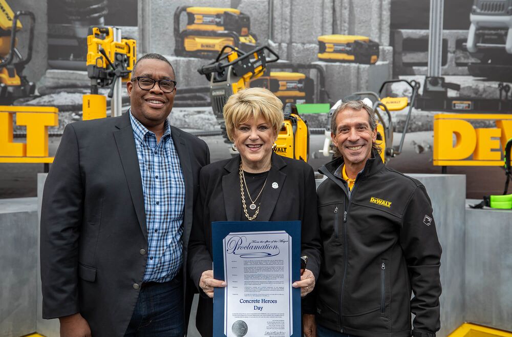 DEWALT® World of Concrete event image showing Mayor's declaration certificate of Concrete Heroes' Day as January 23