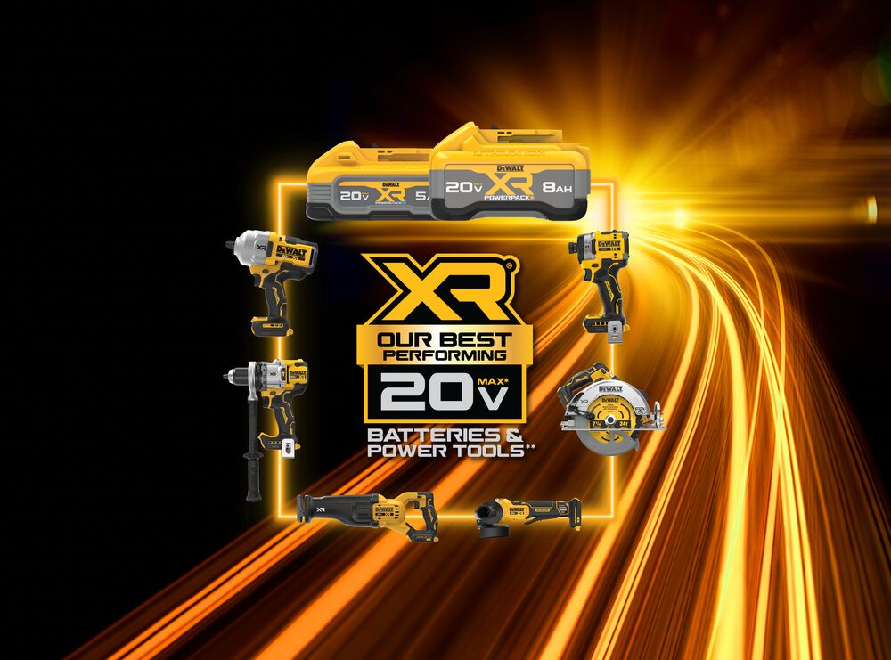 DEWALT XR our best performing 20 volt max batteries and tools graphic