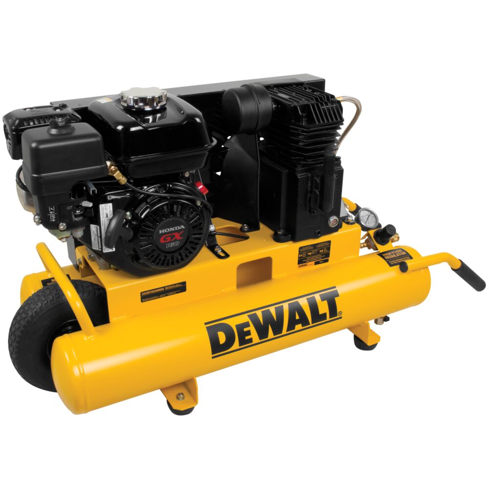 Profile of 8 gallons Belt Drive Gas Powered Wheelbarrow Air Compressor.